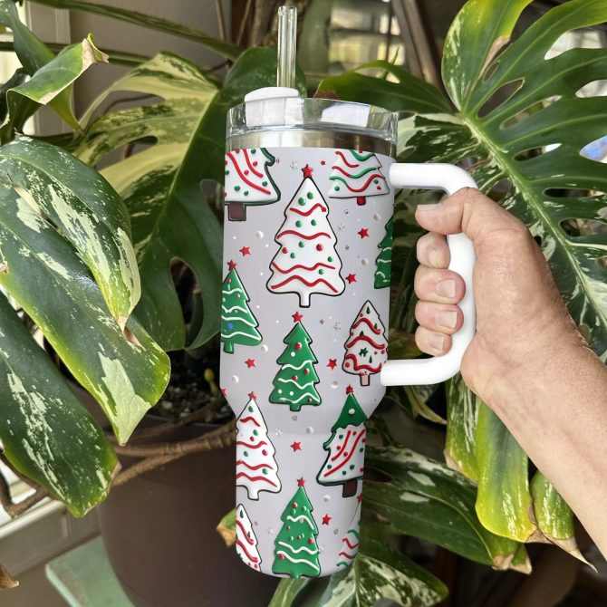 Christmas Tree Sparkle Custom Stanley Quencher 40oz Stainless Steel Tumbler With Handle - Image 2