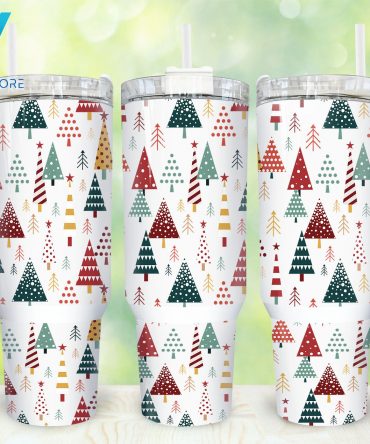Festive Christmas Tree Pattern Tumbler - Insulated, Spill-Proof, Ideal for Hot & Cold Drinks