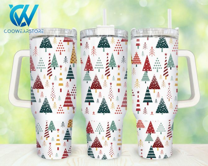 Festive Christmas Tree Pattern Tumbler - Insulated, Spill-Proof, Ideal for Hot & Cold Drinks