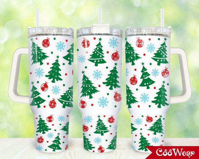 Festive Christmas Tree Tumbler with Handle - Perfect Holiday Gift