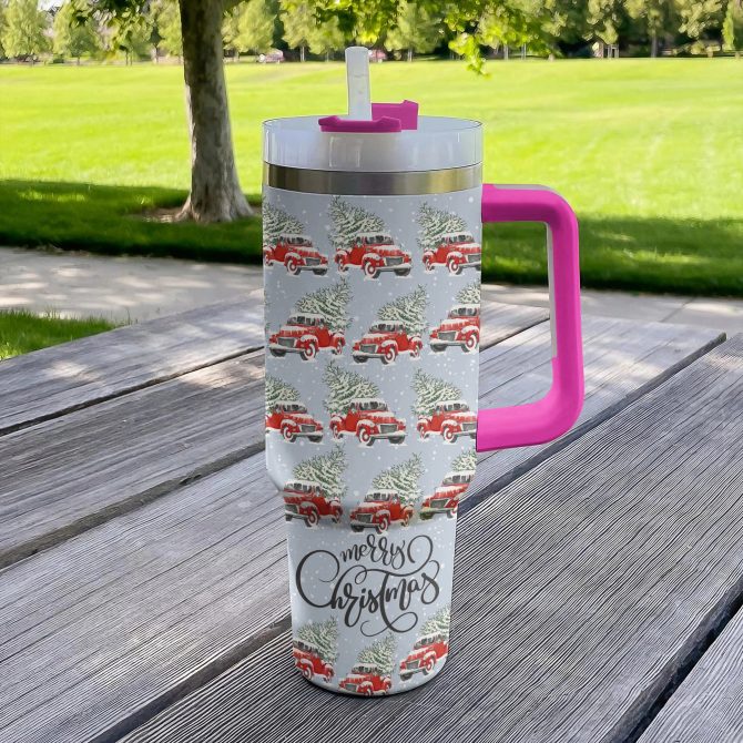 Christmas Truck Custom Stanley Quencher 40oz Stainless Steel Tumbler With Handle - Image 3