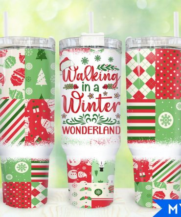 Festive Holiday Tumbler - Walking in a Winter Wonderland Design, 40oz