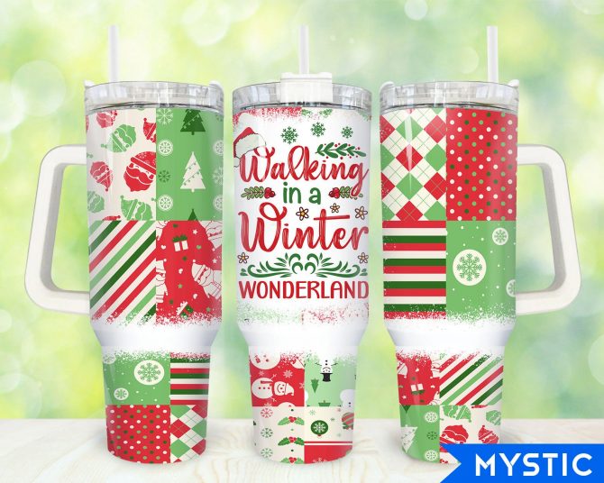 Festive Holiday Tumbler - Walking in a Winter Wonderland Design, 40oz