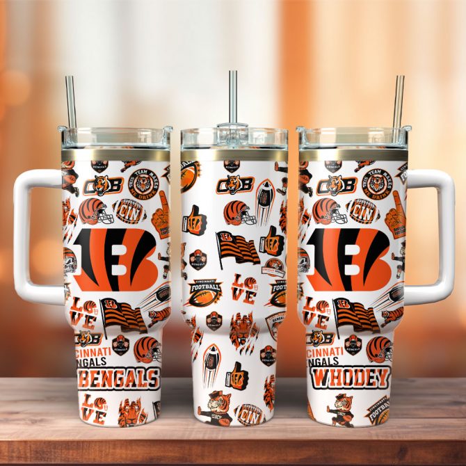 Cincinnati Bengals Insulated Tumbler with Straw & Handle - NFL Fan Gift