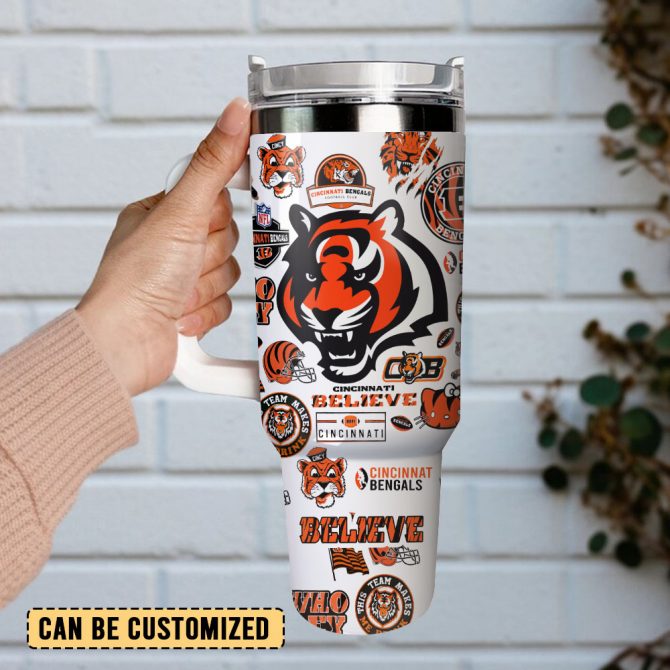 Cincinnati Bengals Insulated Travel Mug – Ultimate Fan Tumbler with Handle & Straw - Image 2