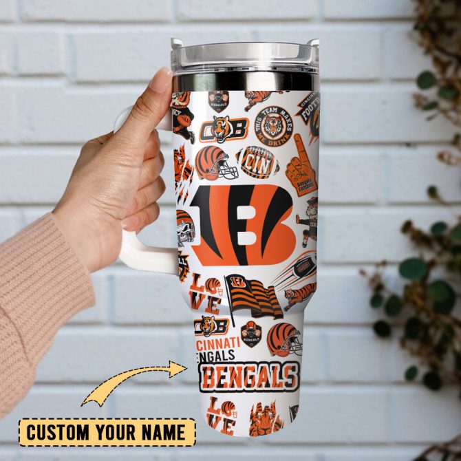 Cincinnati Bengals Insulated Tumbler with Straw & Handle - NFL Fan Gift - Image 2