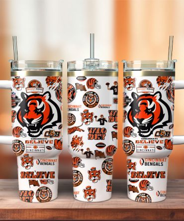 Cincinnati Bengals Insulated Travel Mug – Ultimate Fan Tumbler with Handle & Straw