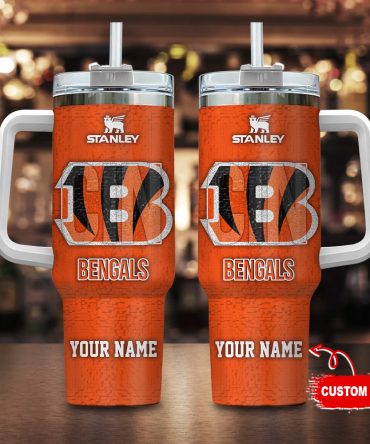 Customizable Bengals Tumbler - Personalized NFL Fan Gift with Handle & Straw