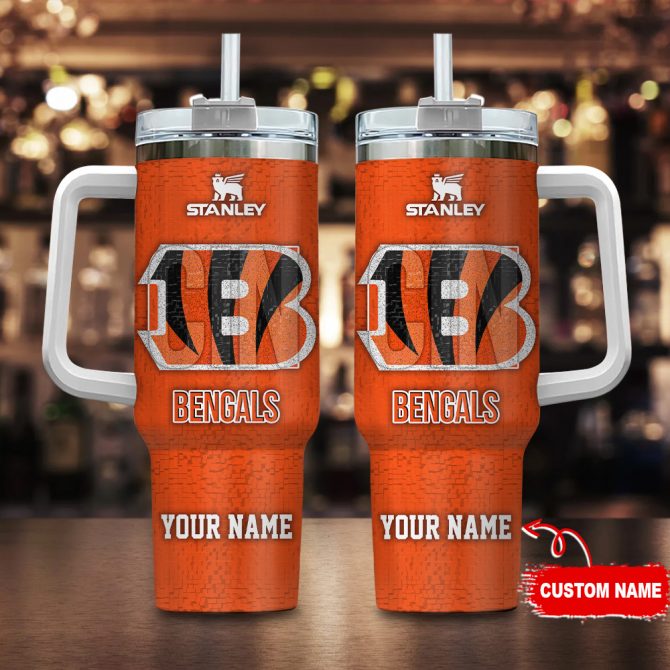 Customizable Bengals Tumbler - Personalized NFL Fan Gift with Handle & Straw
