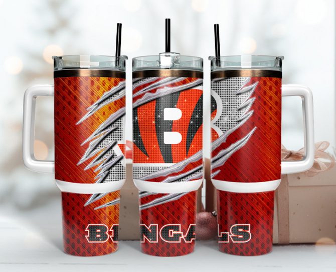 Bengals Fan Tumbler with Handle & Straw - Insulated Travel Mug for Game Day