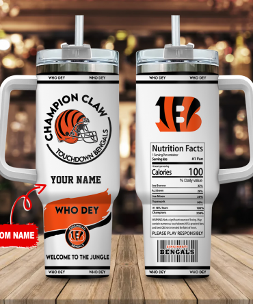 Customizable Bengals Fan Tumbler with Straw - Personalized Gift for Football Enthusiasts