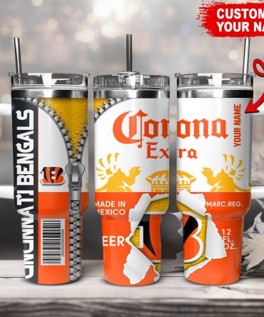 Custom Name Cincinnati Bengals Beer Tumbler - Personalized Gift for Fans