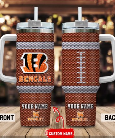 Custom Football Design Tumbler with Handle - Personalized Name & Logo