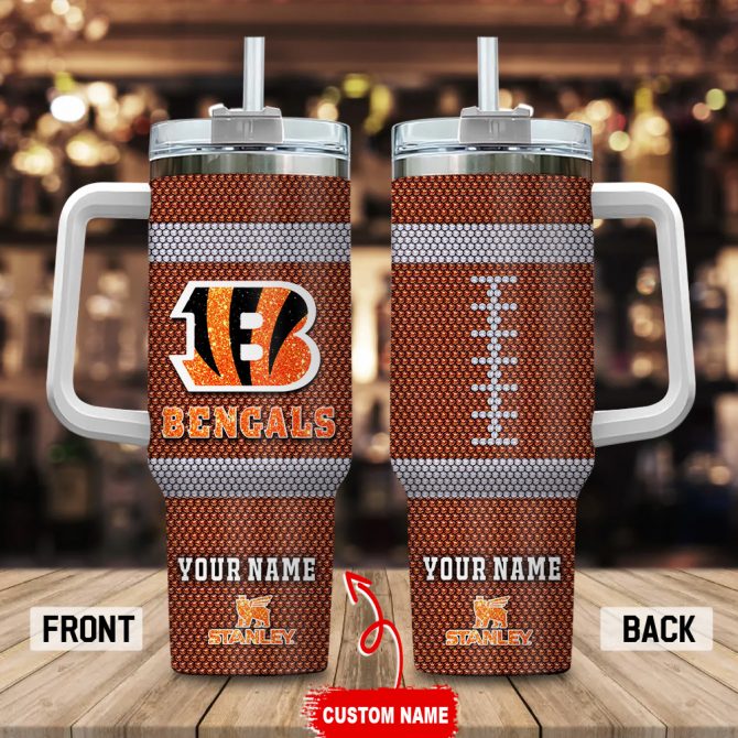 Custom Football Design Tumbler with Handle - Personalized Name & Logo