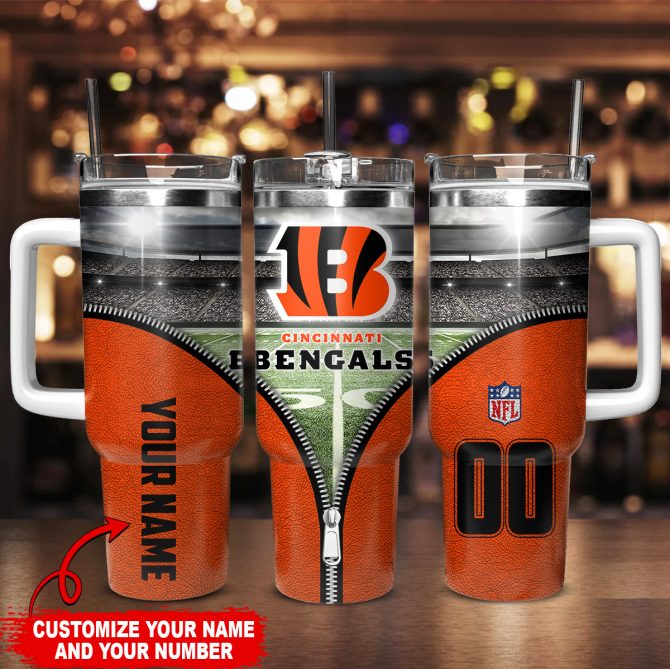 Custom Cincinnati Bengals Tumbler - Personalized Name & Number Football Gift - Image 2