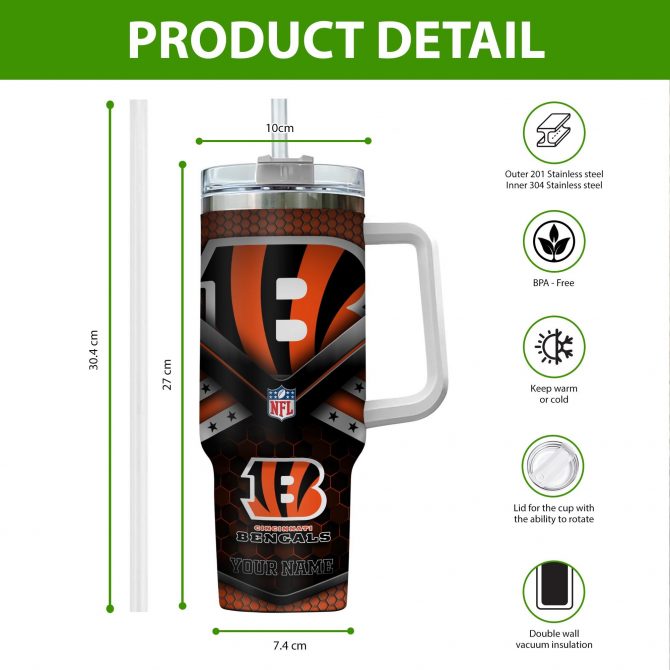 Personalized NFL Team Tumbler with Handle & Straw - Custom Name Gift - Image 2