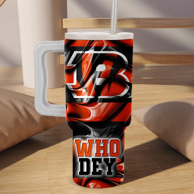 Cincinnati Bengals Insulated Tumbler with Handle - Who Dey Design - Image 2