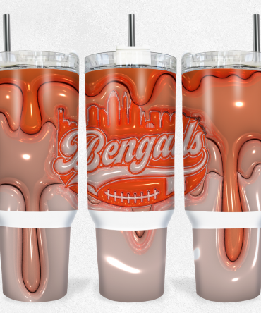Stylish Bengals Tumbler with Handle and Straw - Perfect for Game Day!
