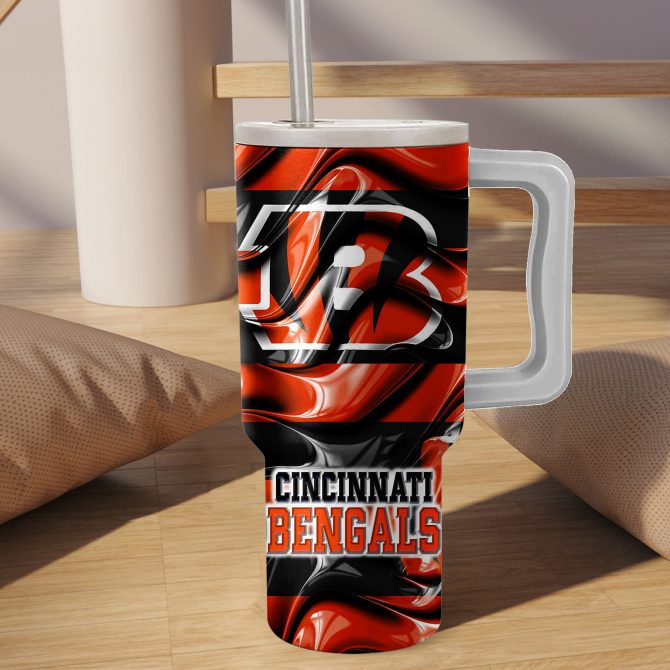 Cincinnati Bengals Fan Tumbler with Handle - Stay Refreshed in Style! - Image 3