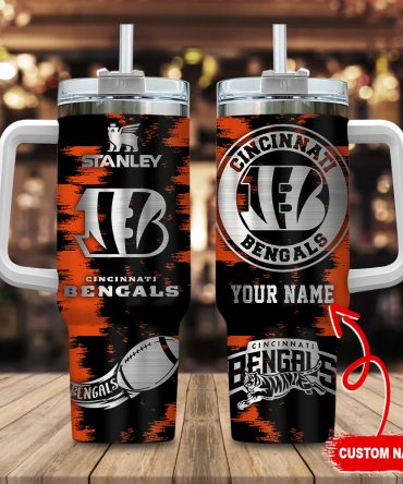Custom Cincinnati Bengals Tumbler with Handle - Personalized NFL Fan Gift