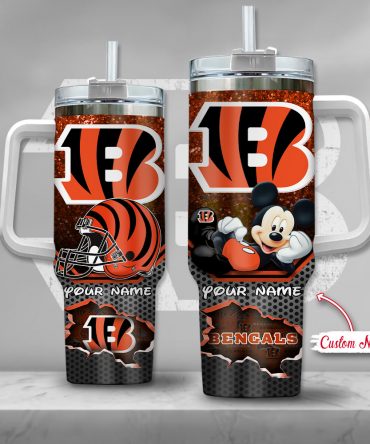 Custom Name Bengals Tumbler with Mickey Design - Personalized Sports Fan Gift