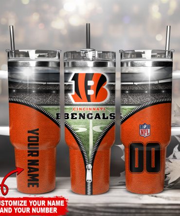 Custom Cincinnati Bengals Tumbler - Personalized Name & Number Football Gift