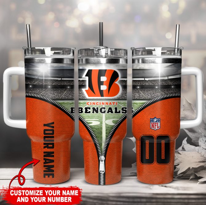 Custom Cincinnati Bengals Tumbler - Personalized Name & Number Football Gift