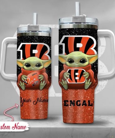 Custom Baby Alien Football Fan Tumbler Cup with Handle - Personalized Gift