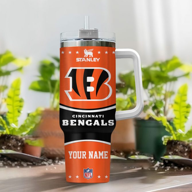 Custom Cincinnati Bengals Tumbler with Handle - Personalized NFL Fan Gift - Image 2