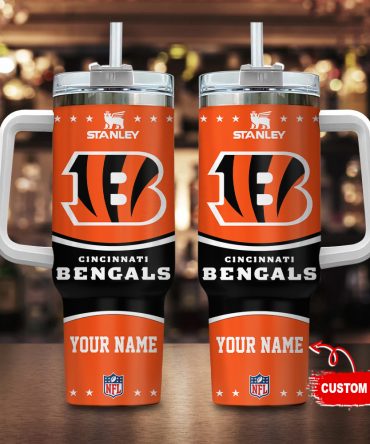 Custom Cincinnati Bengals Tumbler with Handle - Personalized NFL Fan Gift
