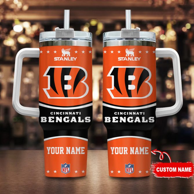Custom Cincinnati Bengals Tumbler with Handle - Personalized NFL Fan Gift