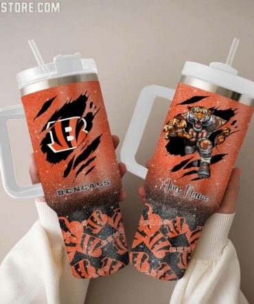 Personalized Football Team Tumbler with Handle - Custom Name & Logo Design