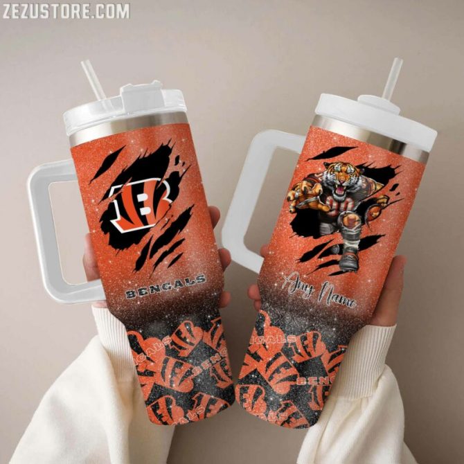 Personalized Football Team Tumbler with Handle - Custom Name & Logo Design