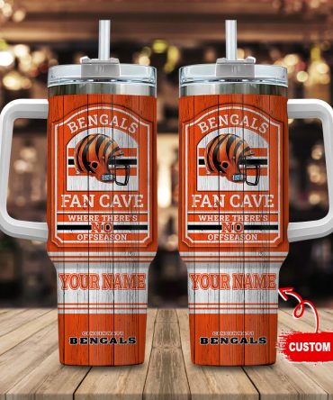 Custom Bengals Fan Cave Tumbler with Handle - Personalized NFL Team Gift
