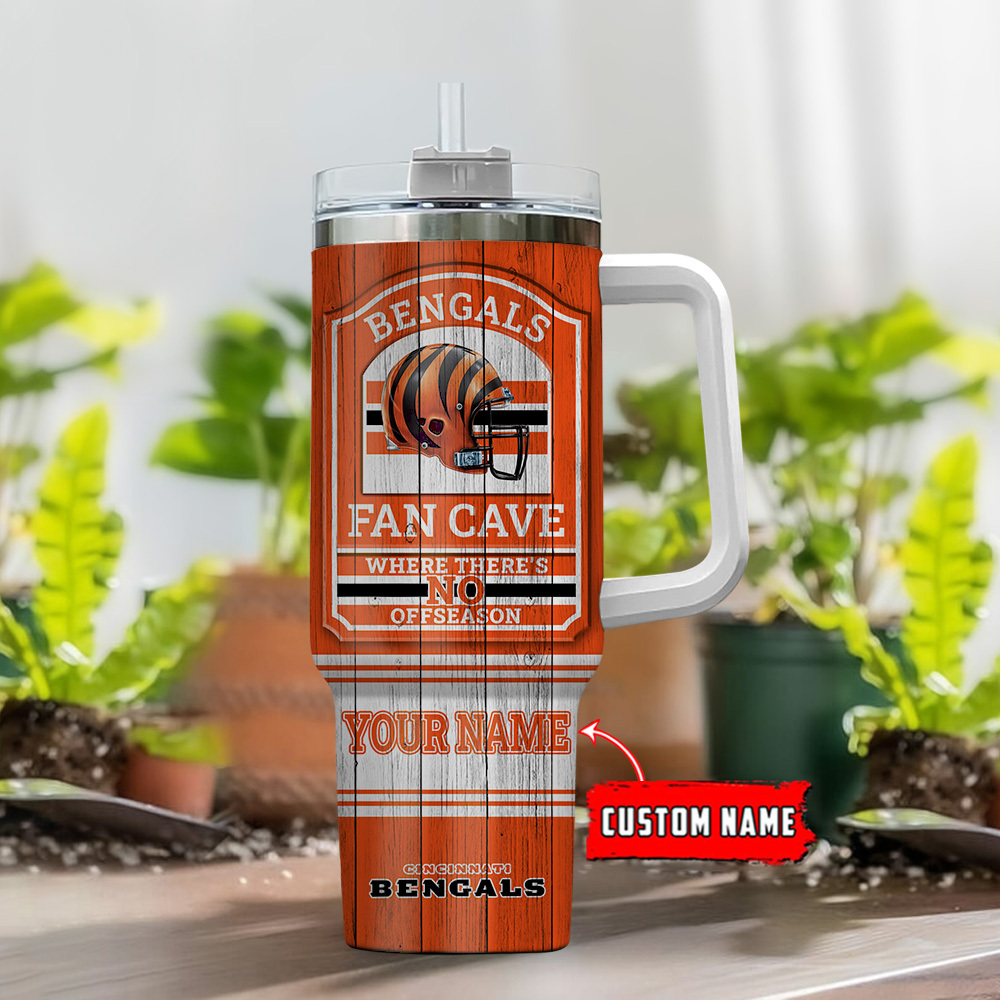 Custom Bengals Fan Cave Tumbler with Handle - Personalized NFL Team Gift - Image 2