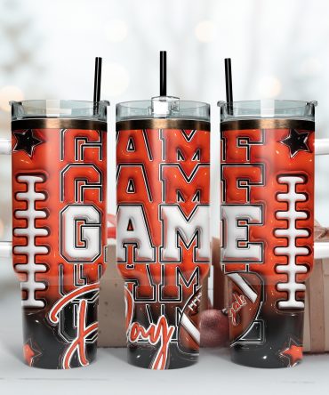 Game Day Football Tumbler with Straw - Insulated Sports Fan Mug