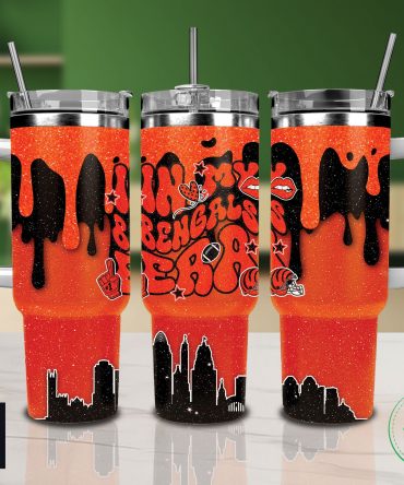 Vibrant Orange Drip Tumbler with Straw - Perfect for Sports Fans