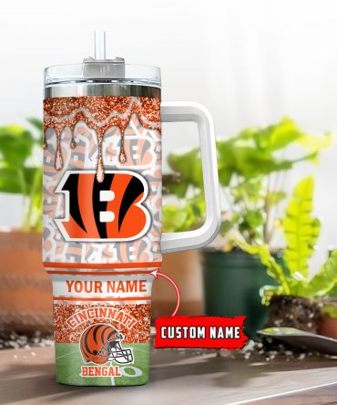 Personalized Cincinnati Football Tumbler with Straw - Custom Name Sports Fan Gift