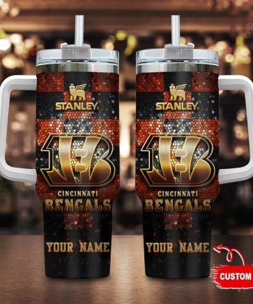Customizable Bengals Tumbler with Handle - Personalized NFL Fan Gift