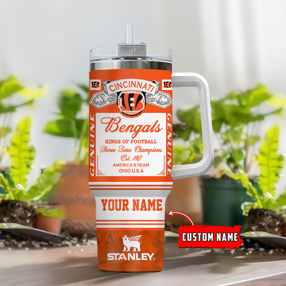 Custom Cincinnati Football Team Tumbler - Personalized Name Stanley Cup - Image 2