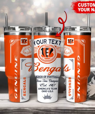 Customizable Bengals Travel Mug - Personalize Your Name - Perfect Gift for Fans!