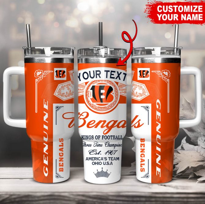 Customizable Bengals Travel Mug - Personalize Your Name - Perfect Gift for Fans!