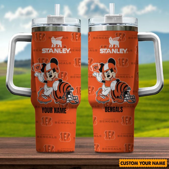 Customizable Stanley Tumbler - Cincinnati Football Fan Gift with Cartoon Design