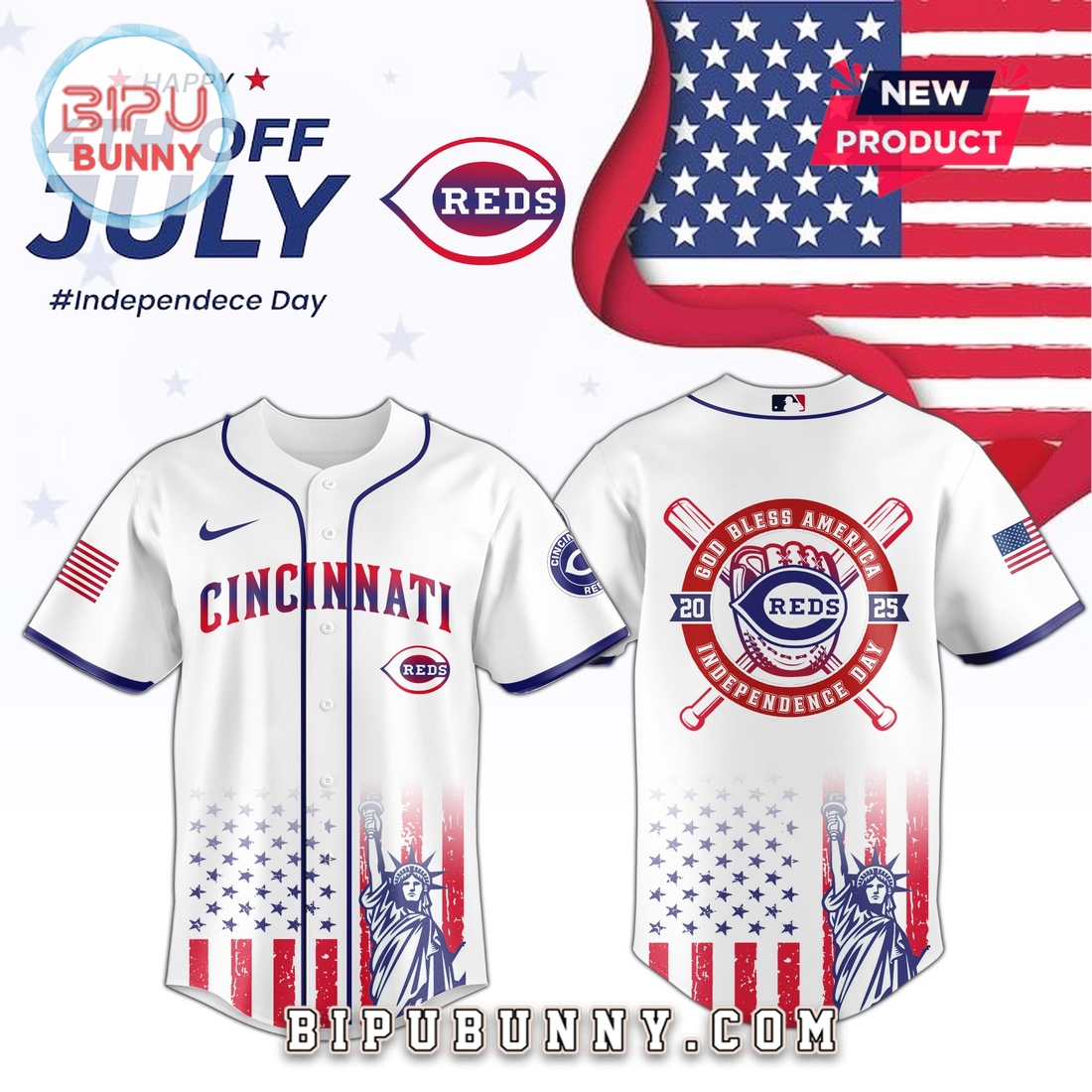 Cincinnati Reds MLB Independence Day 2025 Baseball Jersey