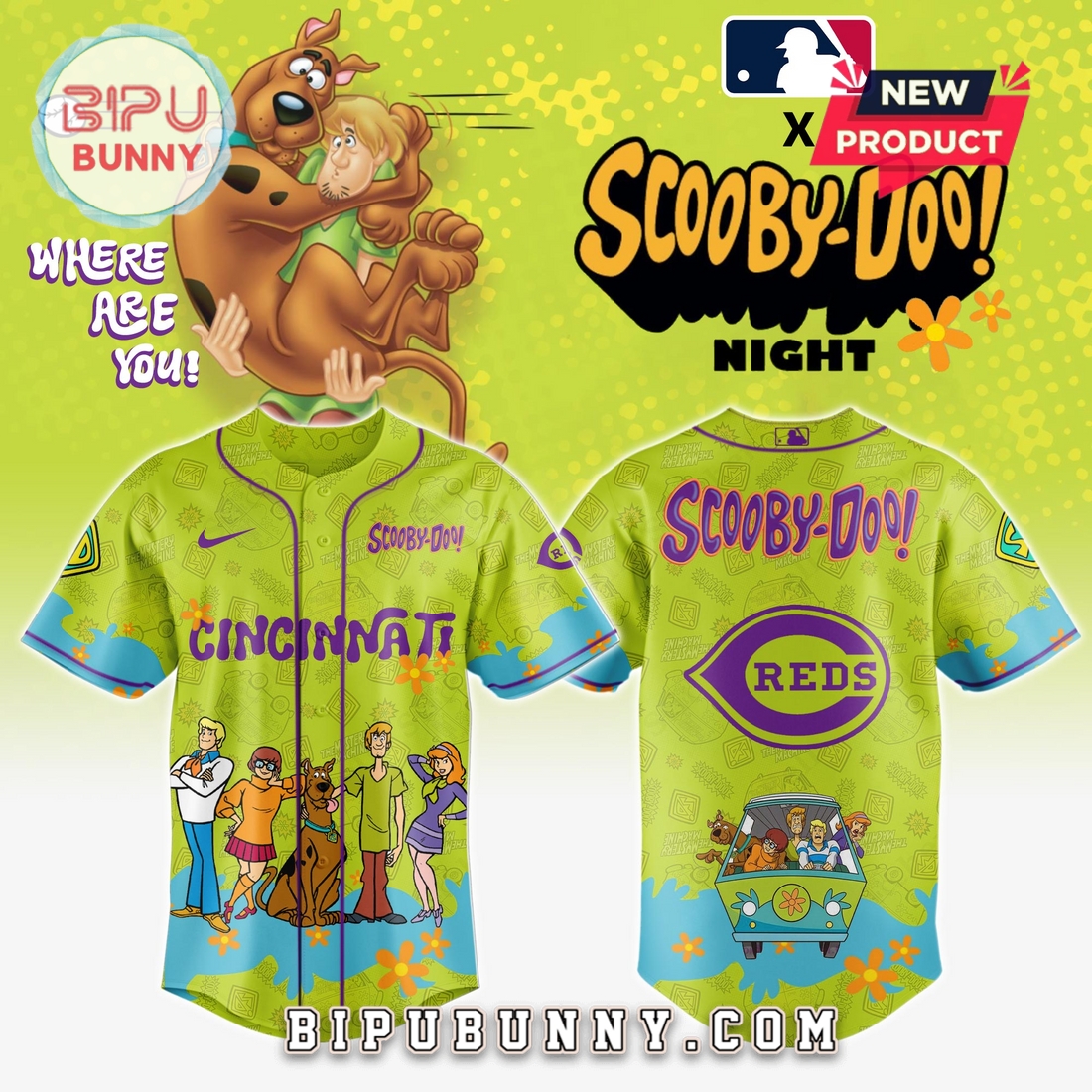 Cincinnati Reds MLB x Scooby Doo Baseball Jersey - Image 2