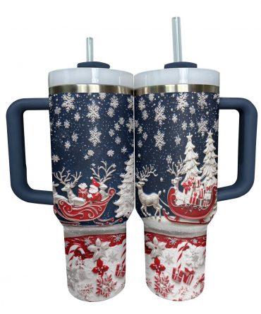 Classical Christmas Custom Stanley Quencher 40oz Stainless Steel Tumbler With Handle