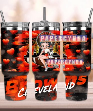 Stylish Betty Boop Cleveland Travel Mug - Heart Design - 40oz