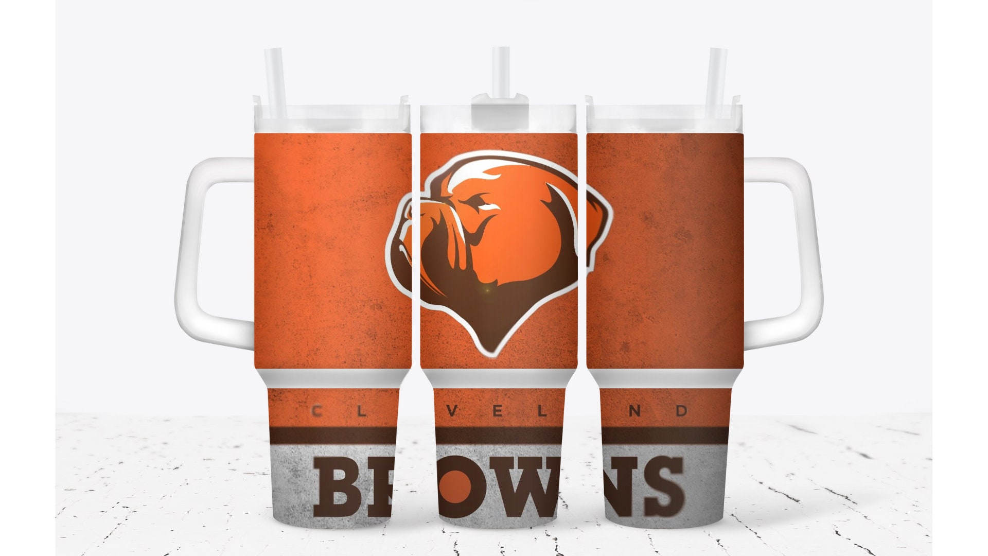 Cleveland Browns Fan Tumbler with Handle & Straw - 40oz