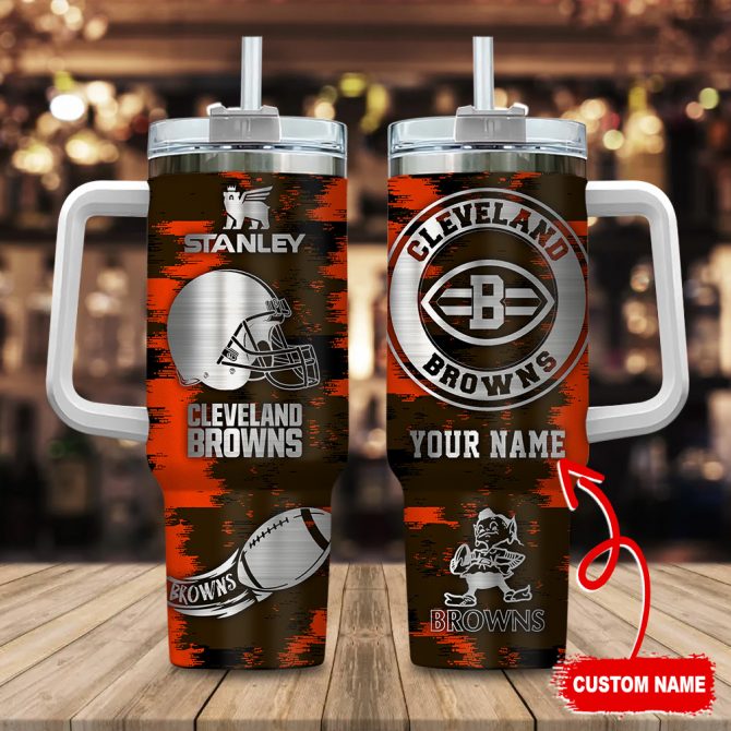 Customizable Cleveland Browns Insulated Tumbler with Handle - Personalized Gift