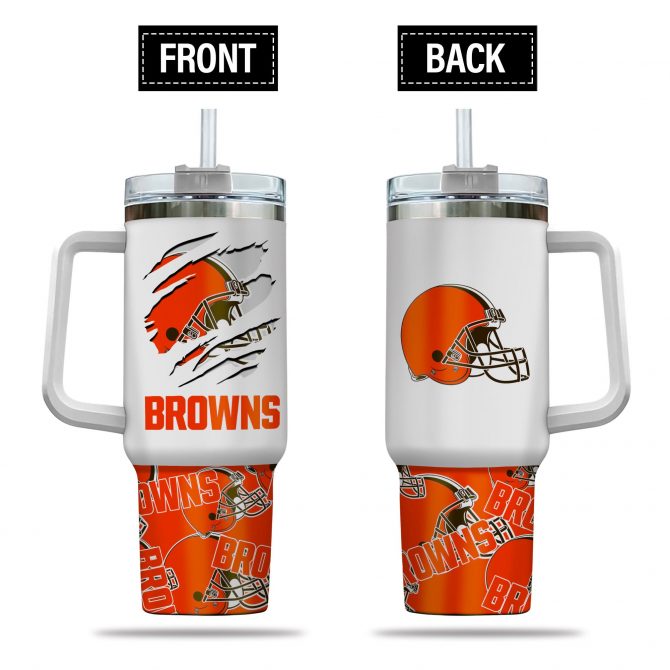 Cleveland Browns Insulated Tumbler with Straw & Handle - 40oz NFL Fan Mug